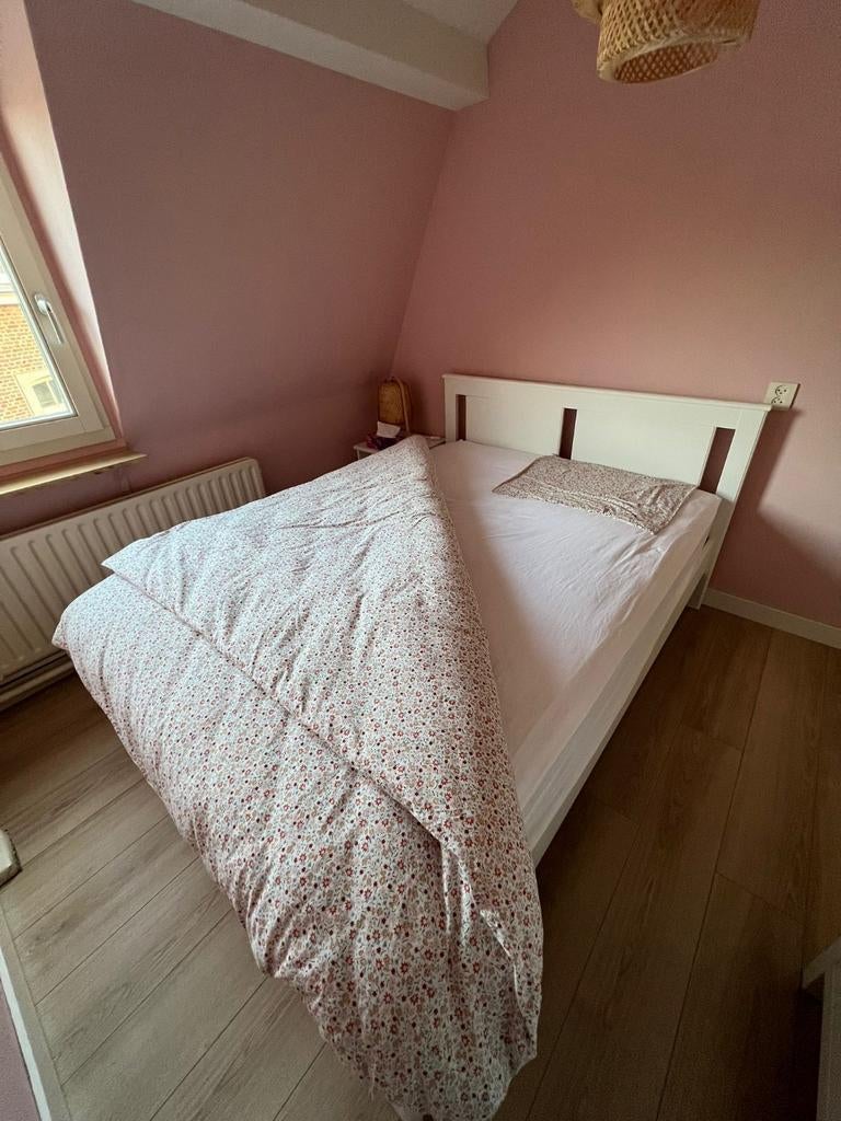 IKEA Songesand bed 140x200 + elektrische lattenbodem+ matras, Verstelbaar, Wit, 200 cm, Modern