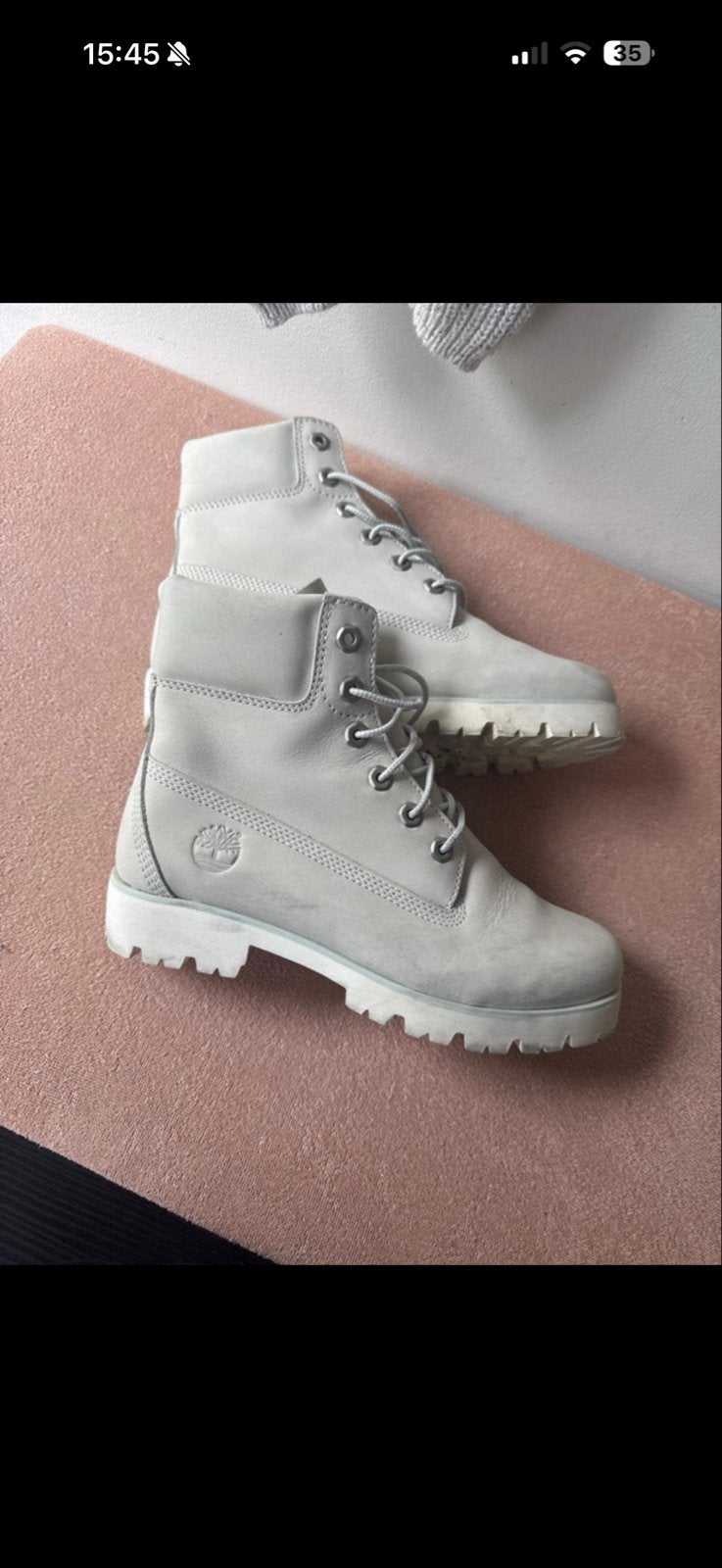 Timberland laarzen lichtgrijs maat 38, Kleding | Dames, Ophalen of Verzenden, Gedragen, Grijs, Lage of Enkellaarzen