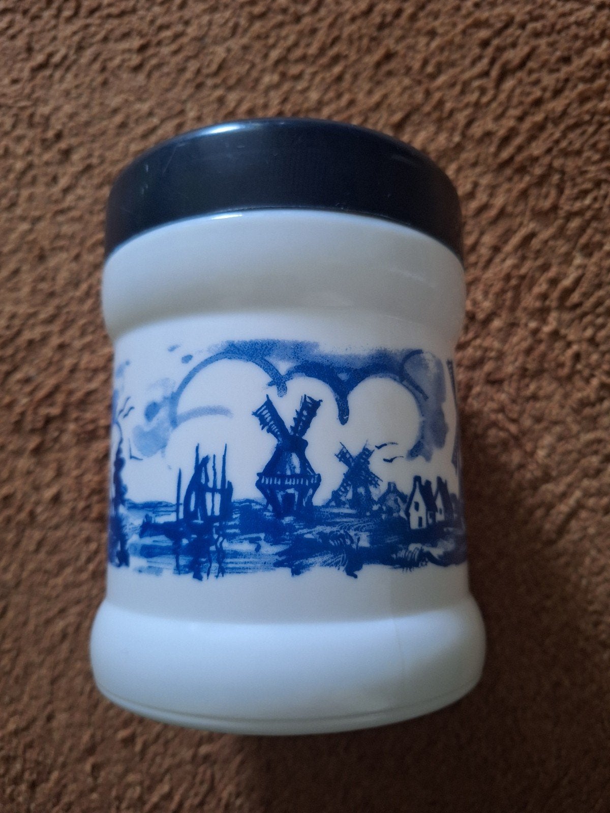 3 Vintage delftsblauwe voorraadpotten met molendecor, Ophalen of Verzenden