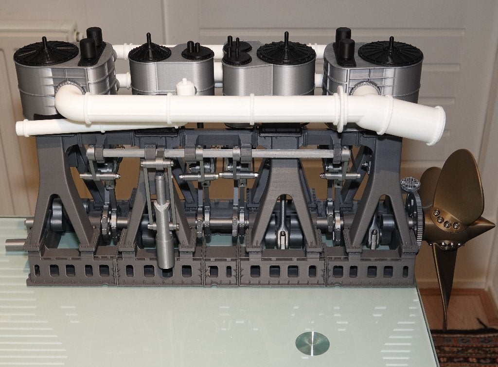 WERKENDE, 3D geprinte, Triple Expansie stoommachine Titanic, Ophalen of Verzenden, Nieuw, 1:32 tot 1:50
