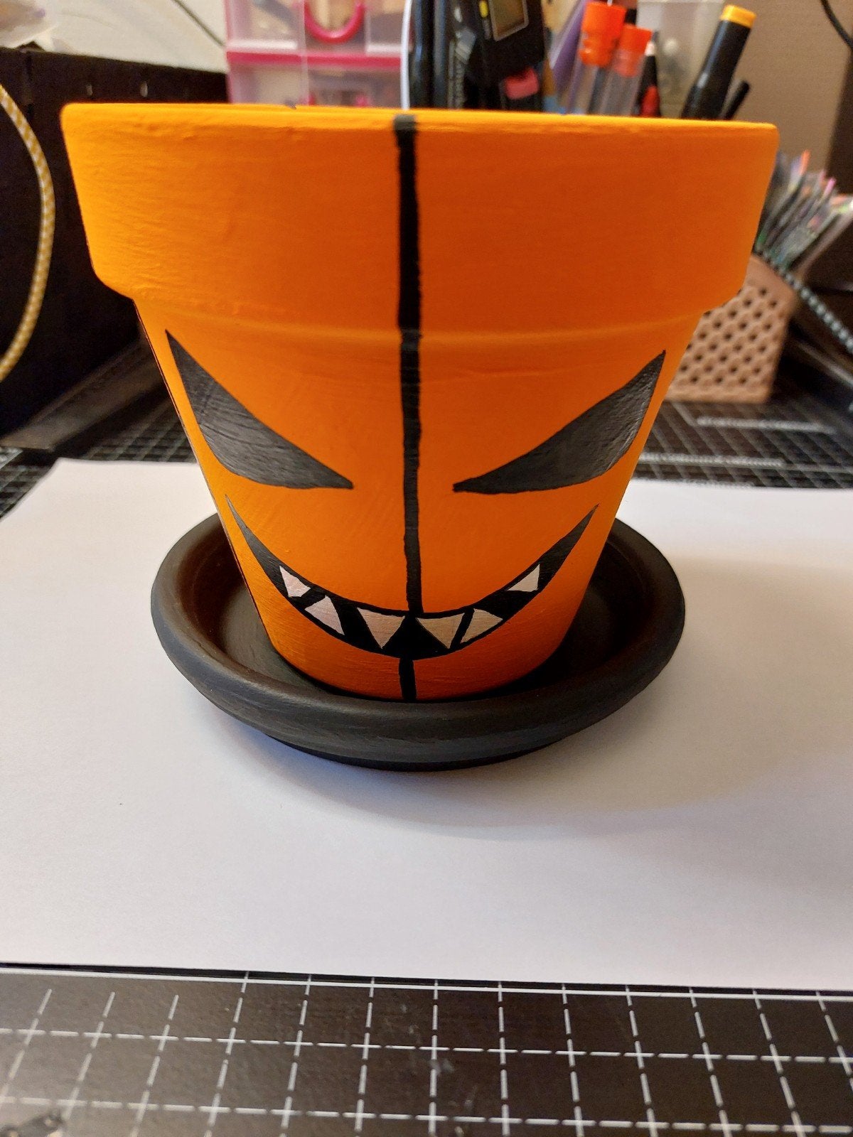Halloween bloempot/opslagpot - Handgeschilderd, Rond, Binnen, Ophalen of Verzenden, Zo goed als nieuw