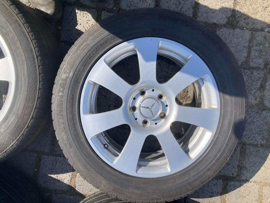 Mercedes-Benz velgenset A2214017601 met banden, Ophalen, Gebruikt, Banden en Velgen, 17 inch