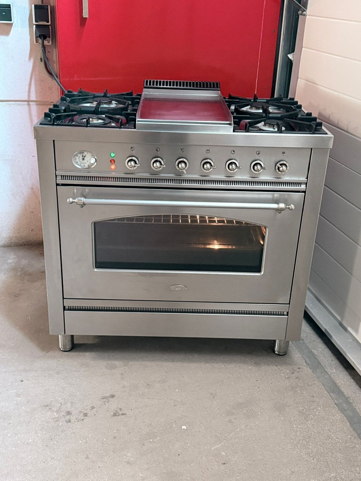 Rvs Boretti Gasfornuis met Fry-top, Ophalen, Warmhoudplaat, 60 cm of meer, Zo goed als nieuw