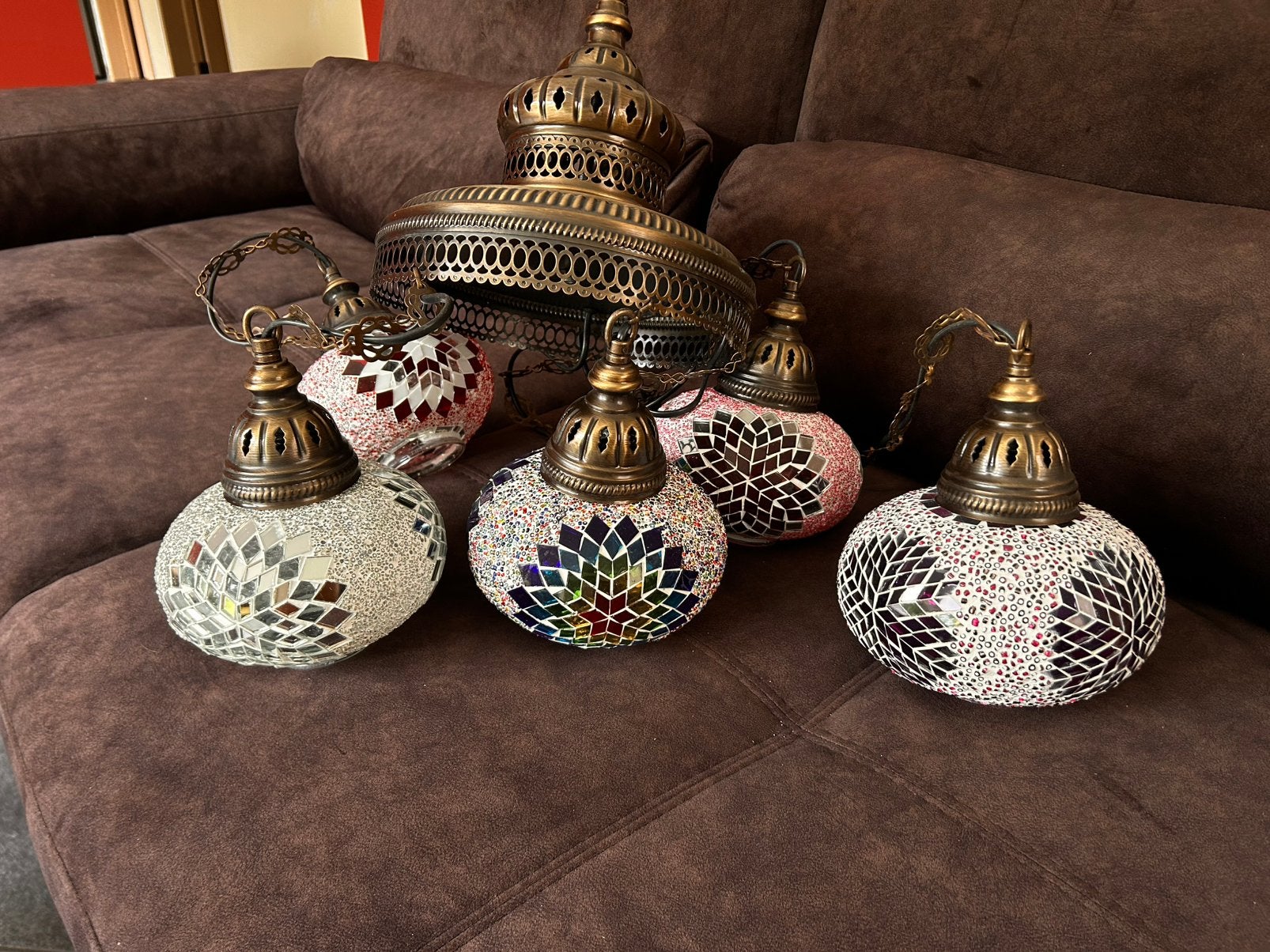 Marokaanse mozaïek hanglamp, Ophalen of Verzenden, Zo goed als nieuw, Paars