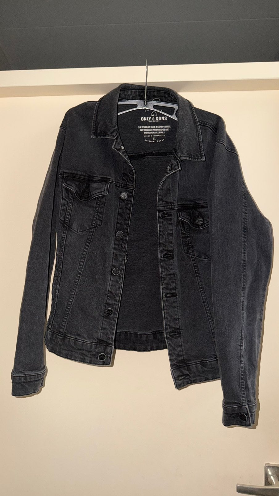 Heren zwarte/grijze spijkerjas van Only & Sons, Kleding | Heren, Ophalen of Verzenden, Zo goed als nieuw, Zwart