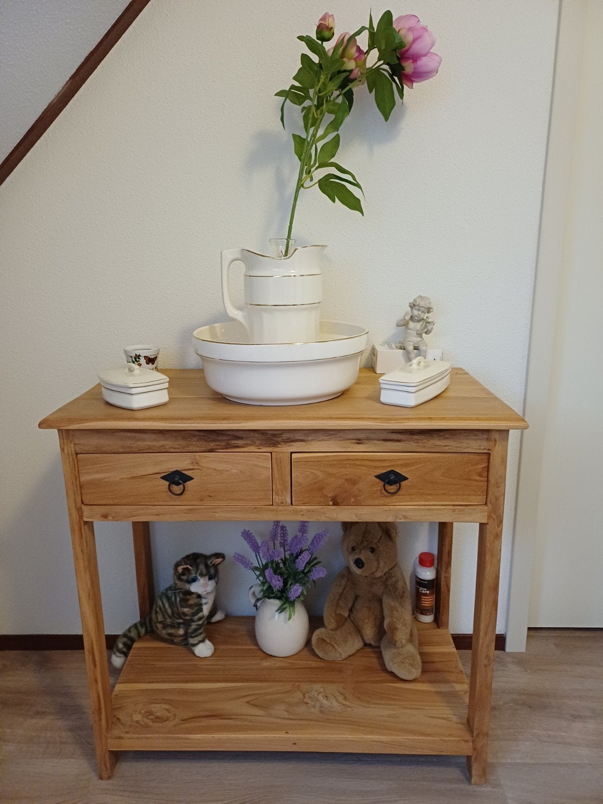 Teak houten sidetable, Huis en Inrichting, Tafels | Sidetables, Ophalen, 50 tot 100 cm, Teakhout, Zo goed als nieuw