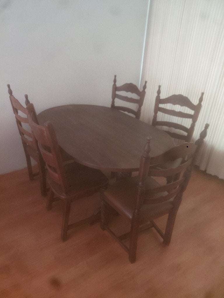 Ovale houten eettafel met 6 stoelen, Ophalen, Gebruikt, Klassiek, Eikenhout
