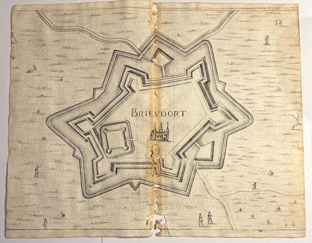 Bredevoort Kaart Stadsplan 1673, Antiek en Kunst, Cartografie, Gravure, 41 cm, 34 cm