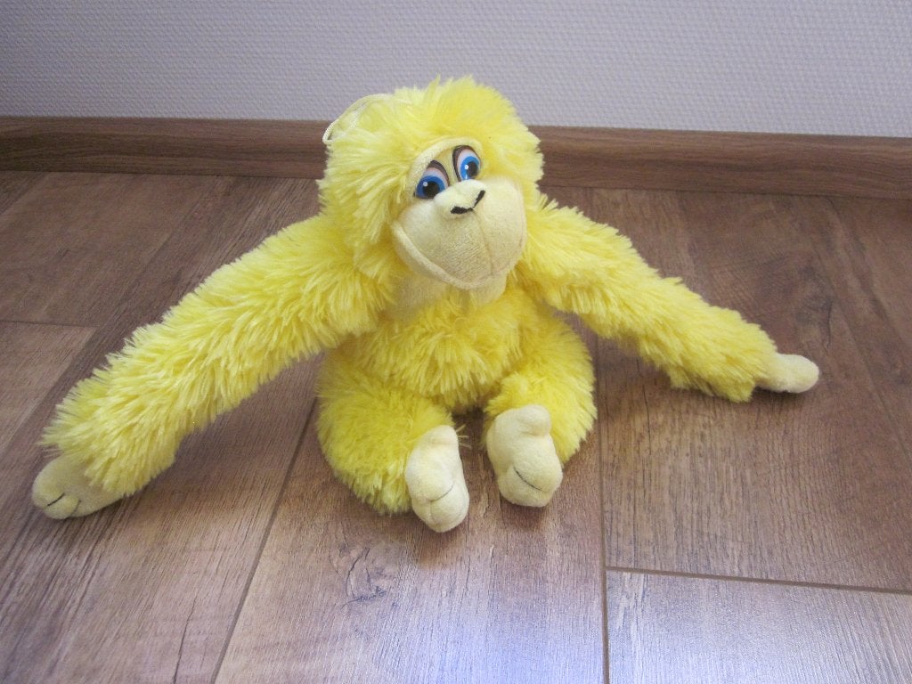 Paul Import zacht geel langharig zacht pluche aap knuffel, Overige merken, Nieuw, Ophalen of Verzenden, Wasbaar