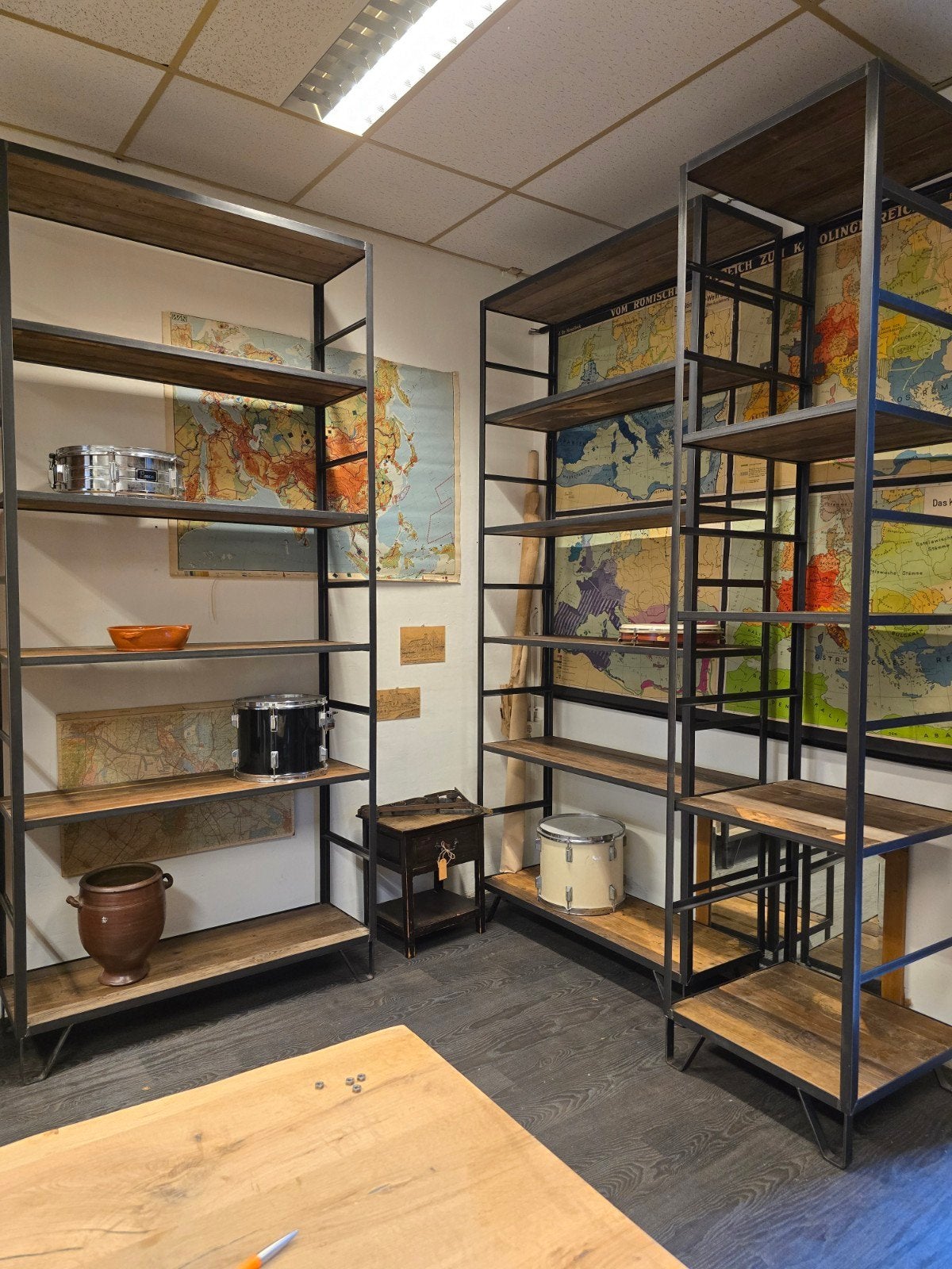 Hoge winkelkasten | boekenkasten van Staal & sloophout, Met plank(en), Grenenhout, 100 tot 150 cm, 200 cm of meer