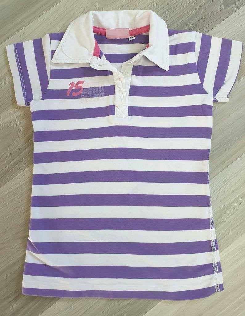 Polo paars wit gestreept, meisjes mt 110-116, Kinderen en Baby's, Kinderkleding | Maat 110, Europe Kids, Meisje, Ophalen of Verzenden