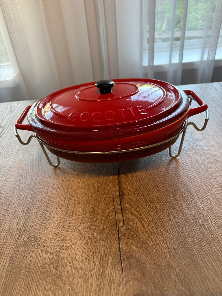 MAXI Cocotte ovenschaal met warmhoudrek, Overige typen, Nieuw, Ophalen of Verzenden, Steen/keramiek
