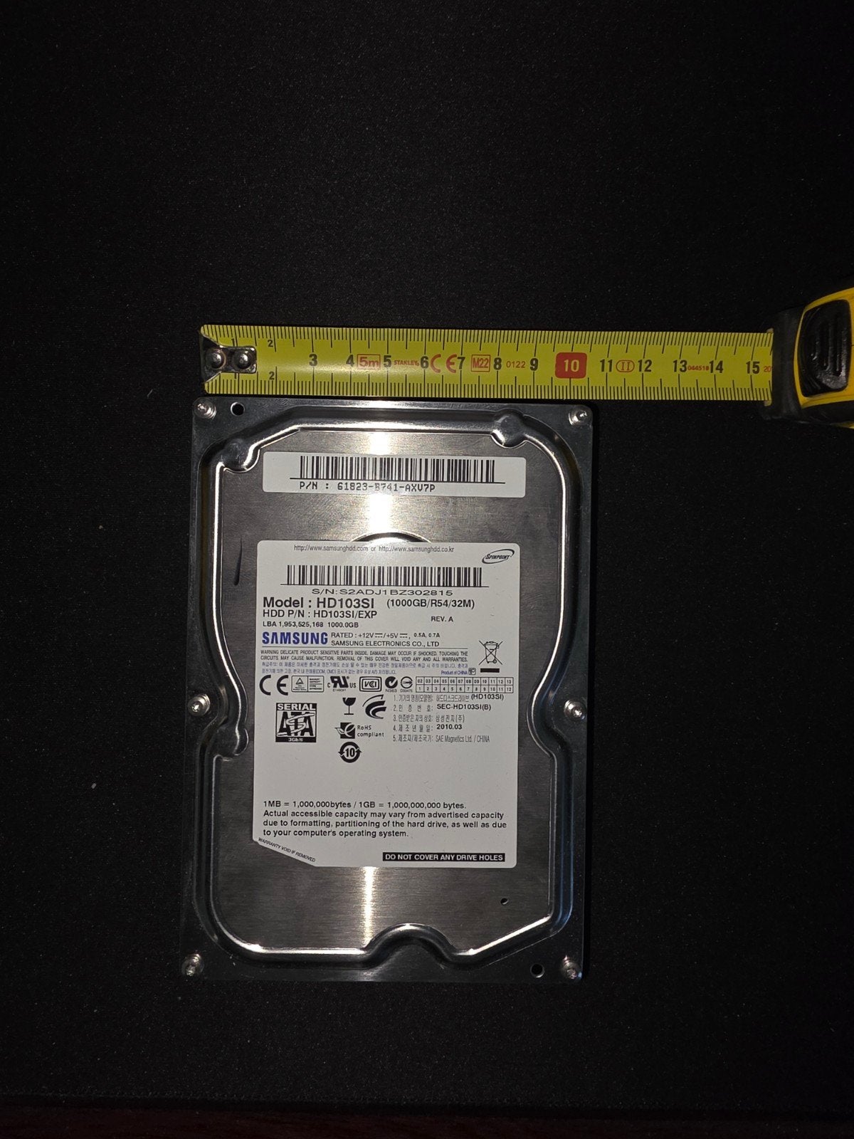 Samsung HD103SJ 1TB HDD - 3,5" Interne harde schijf, Computers en Software, Harde schijven, Intern, Gebruikt, Ophalen of Verzenden
