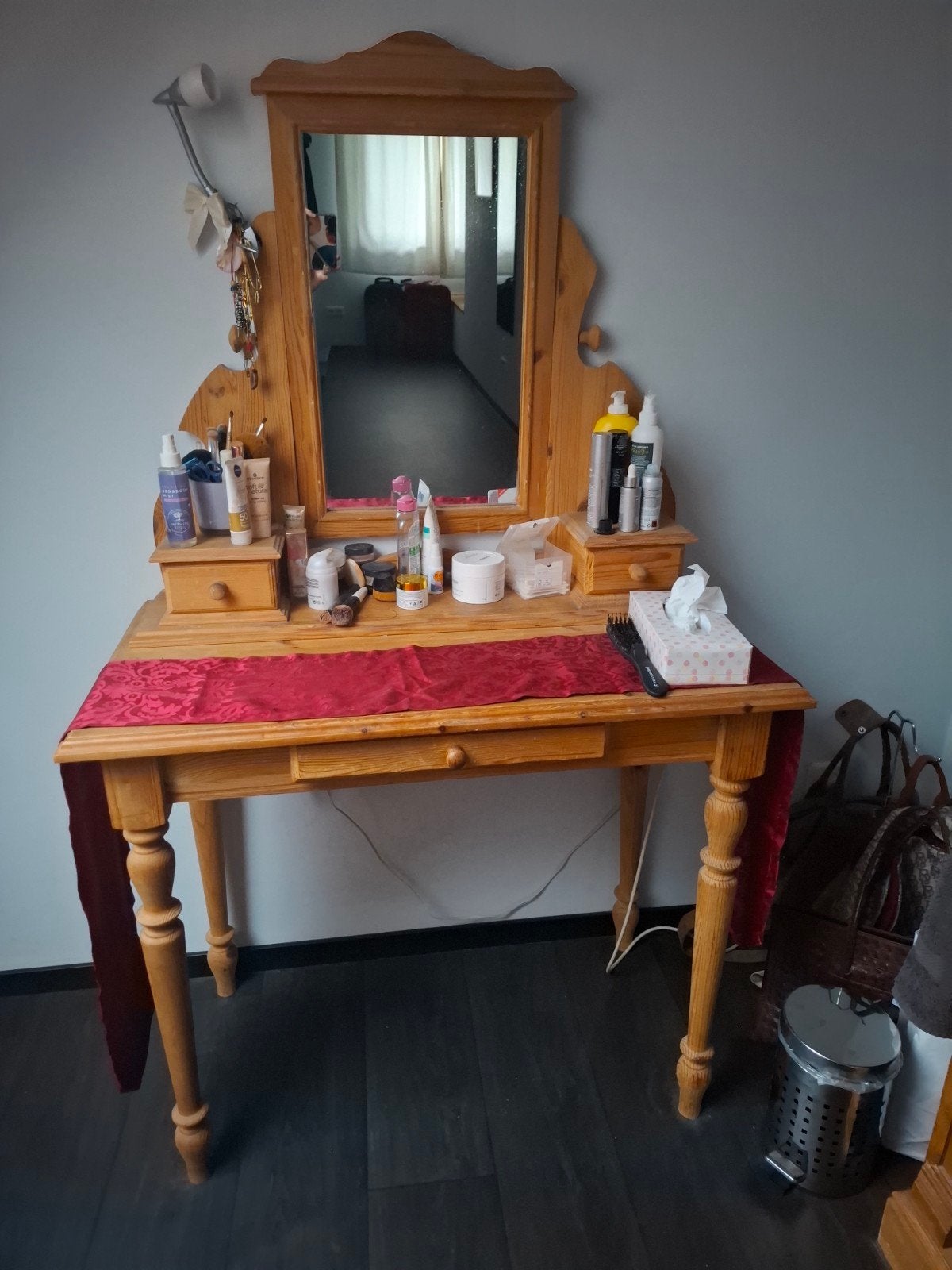 kaptafel met spiegel grenen, Huis en Inrichting, Ophalen, Gebruikt, 50 tot 100 cm, Minder dan 100 cm