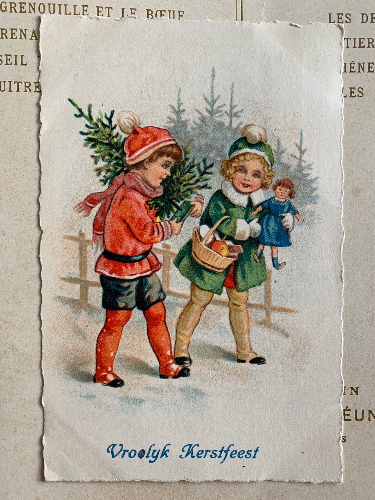 1934 Vroolijk Kerstfeest - kindjes, kerstboom, pop (NN), Ophalen of Verzenden, 1920 tot 1940, Gelopen, Feest(dag)