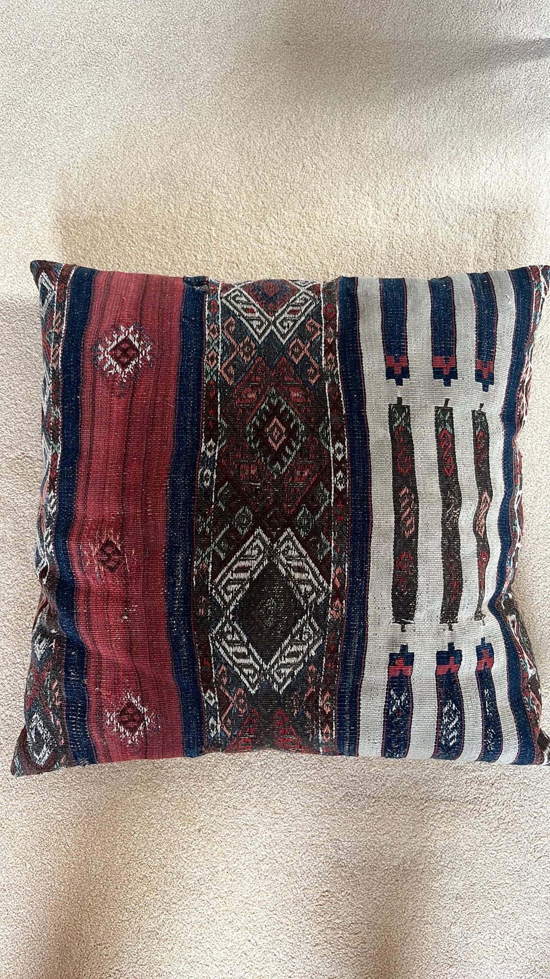Antiek kelim kussen 100% wol 70x70cm, Huis en Inrichting, Ophalen, Gebruikt, Handgemaakt