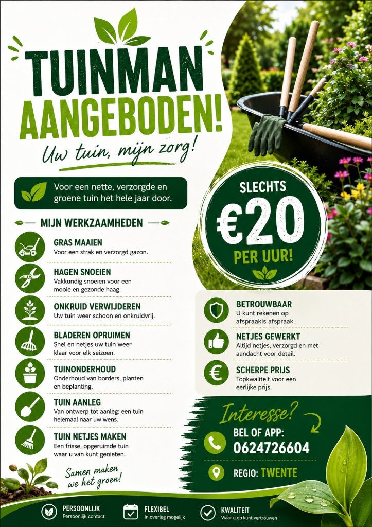 Tuinman aangeboden, Ophalen, Nieuw