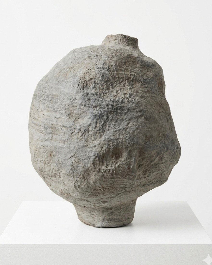 Handgemaakte sculpturale vaas van papier-maché, Ophalen of Verzenden
