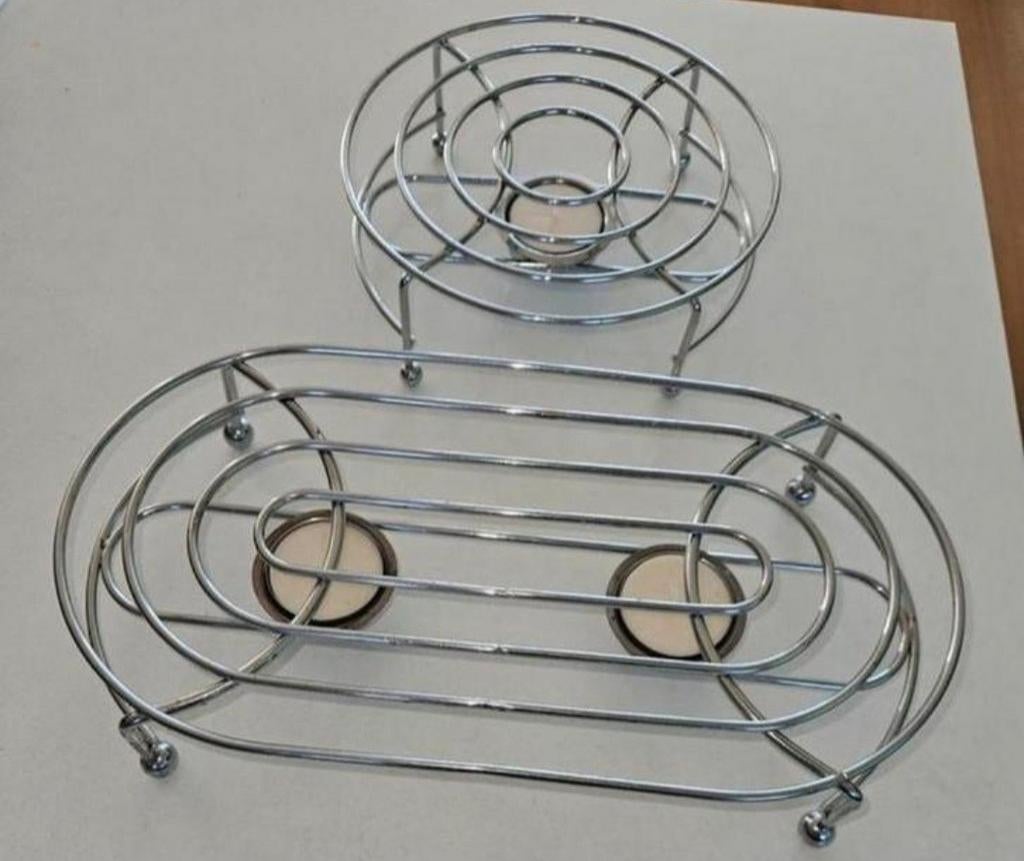 Warmhoud platen d.m.v. theelichten voor voedsel verchroomd, Ophalen of Verzenden, Glas of Kopje