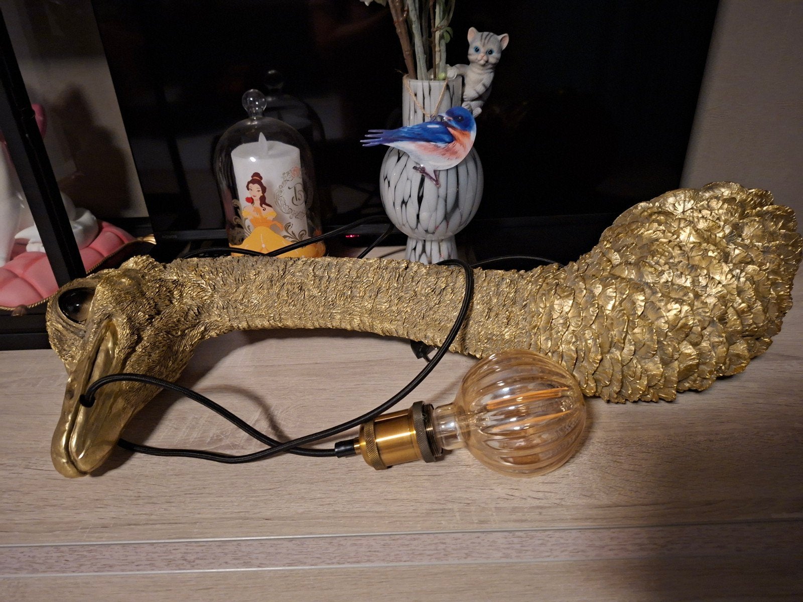 Prachtige struisvogel lamp - Intratuin  70 cm, Ophalen, Zo goed als nieuw, Modern, Speels, Exotisch