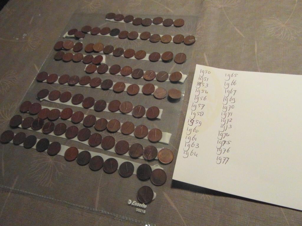 munt 1 cent diverse jaartallen van 1950 -  tm 1977 Juliana, Postzegels en Munten, Munten | Nederland, Ophalen of Verzenden, Koningin Juliana