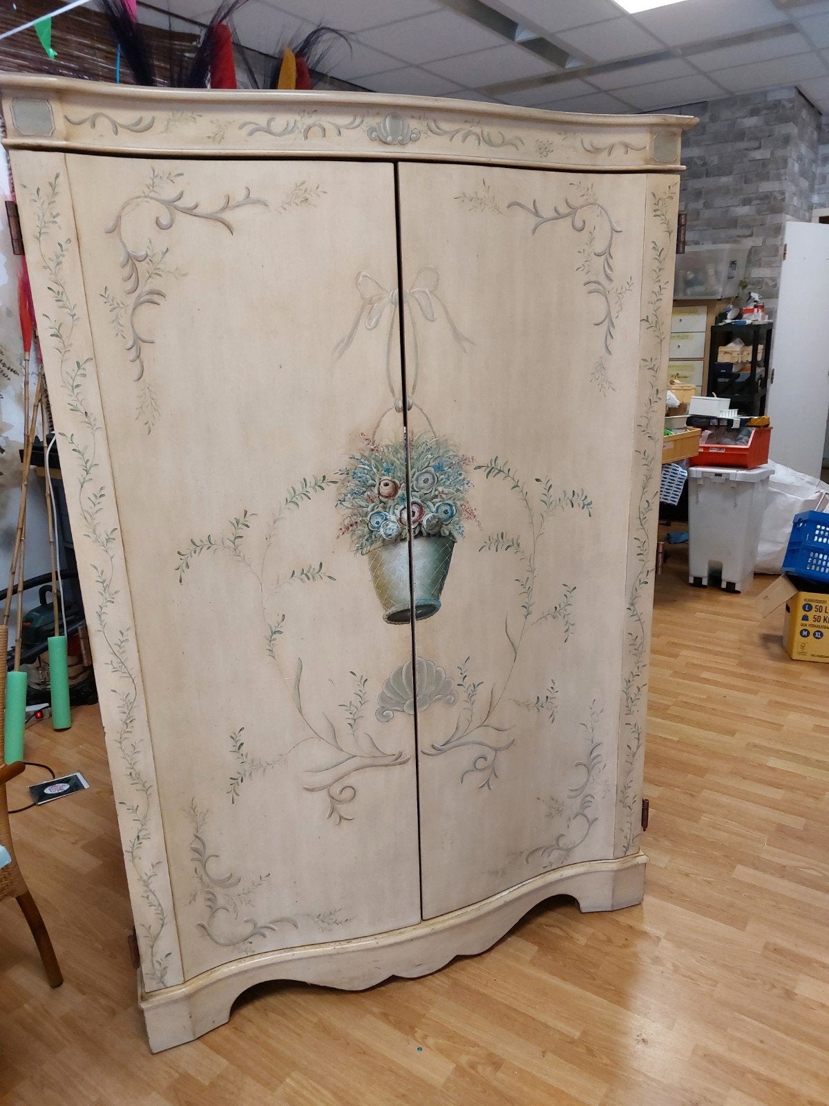 Handgeschilderde Franse Provençaalse Kast Jaren '90, Antiek en Kunst, Antiek | Meubels | Kasten, Ophalen of Verzenden