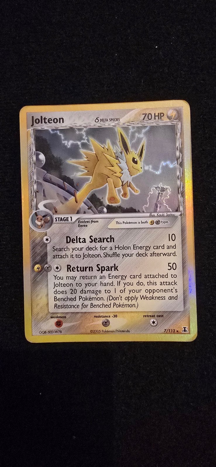 Jolteon Delta Species Holo Pokémon Kaart 7/113, Ophalen of Verzenden, Gebruikt, Losse kaart, Foil