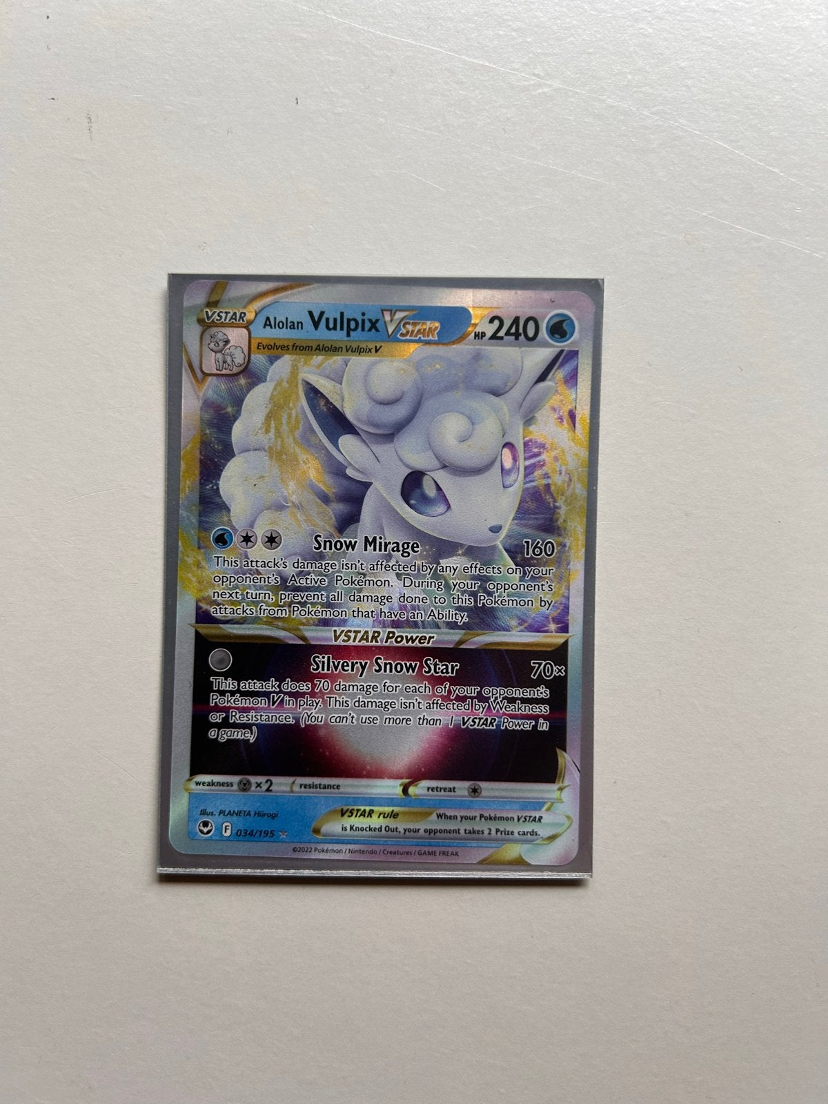 Alolan Vulpix VSTAR Pokémon kaart (034/195), Ophalen of Verzenden, Zo goed als nieuw, Losse kaart