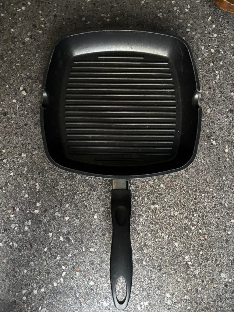 Grill pan le chef geschikt voor gas, Ophalen of Verzenden, Gietijzer, Koekenpan of Braadpan