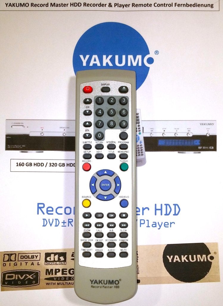 YAKUMO Record Master HDD DVD+RW Remote Control Fernbedienung, Audio, Tv en Foto, Afstandsbedieningen, Refurbished, Origineel, Dvd