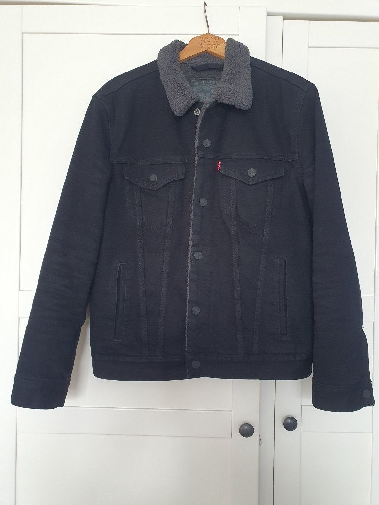Levi's sherpa jacket/spijkerjack met teddyvoering mt M ZGAN, Maat 48/50 (M), Zwart, Ophalen of Verzenden, Zo goed als nieuw