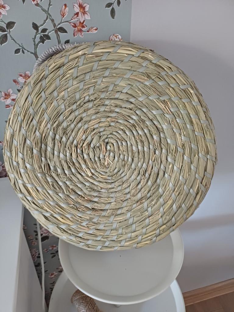 Decoratieve rieten mand met handvatten - Ø 35 x 8 cm, Huis en Inrichting, Woonaccessoires | Schalen en Manden, Mand, Rond, Nieuw