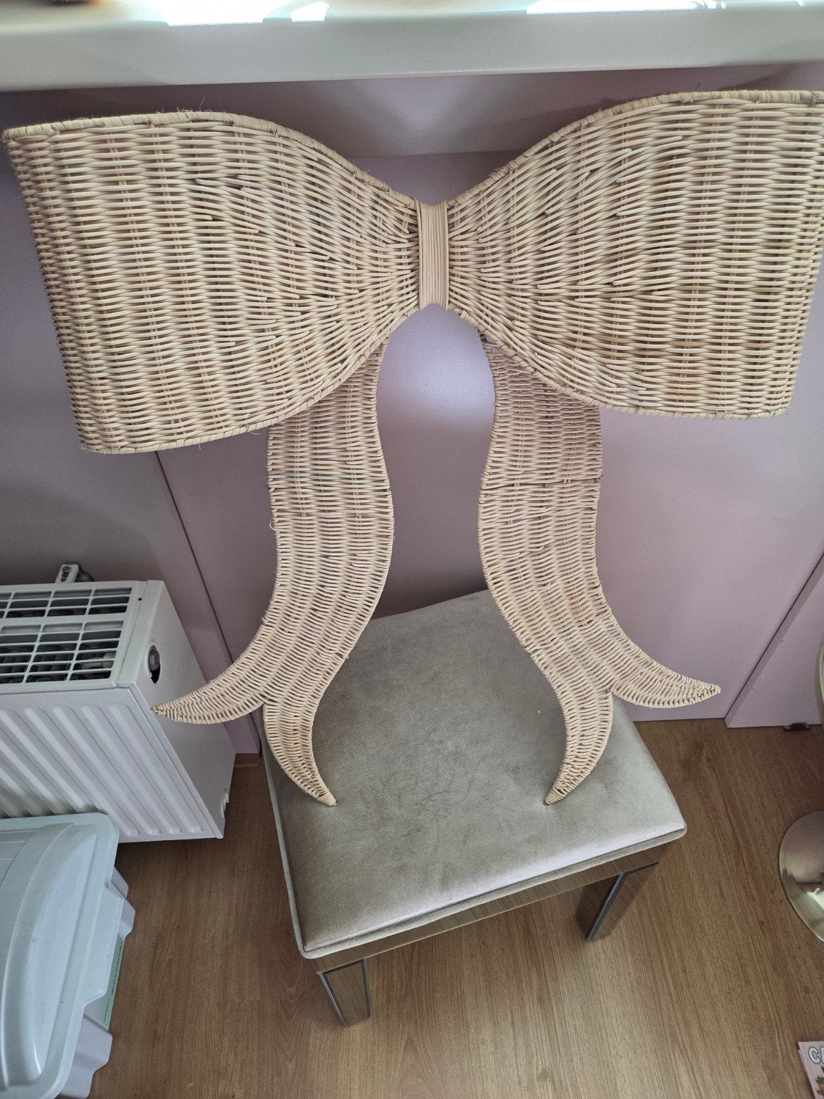 Grote handgemaakte rieten strik wanddecoratie India, Gebruikt, Beige, Boho, Ophalen of Verzenden