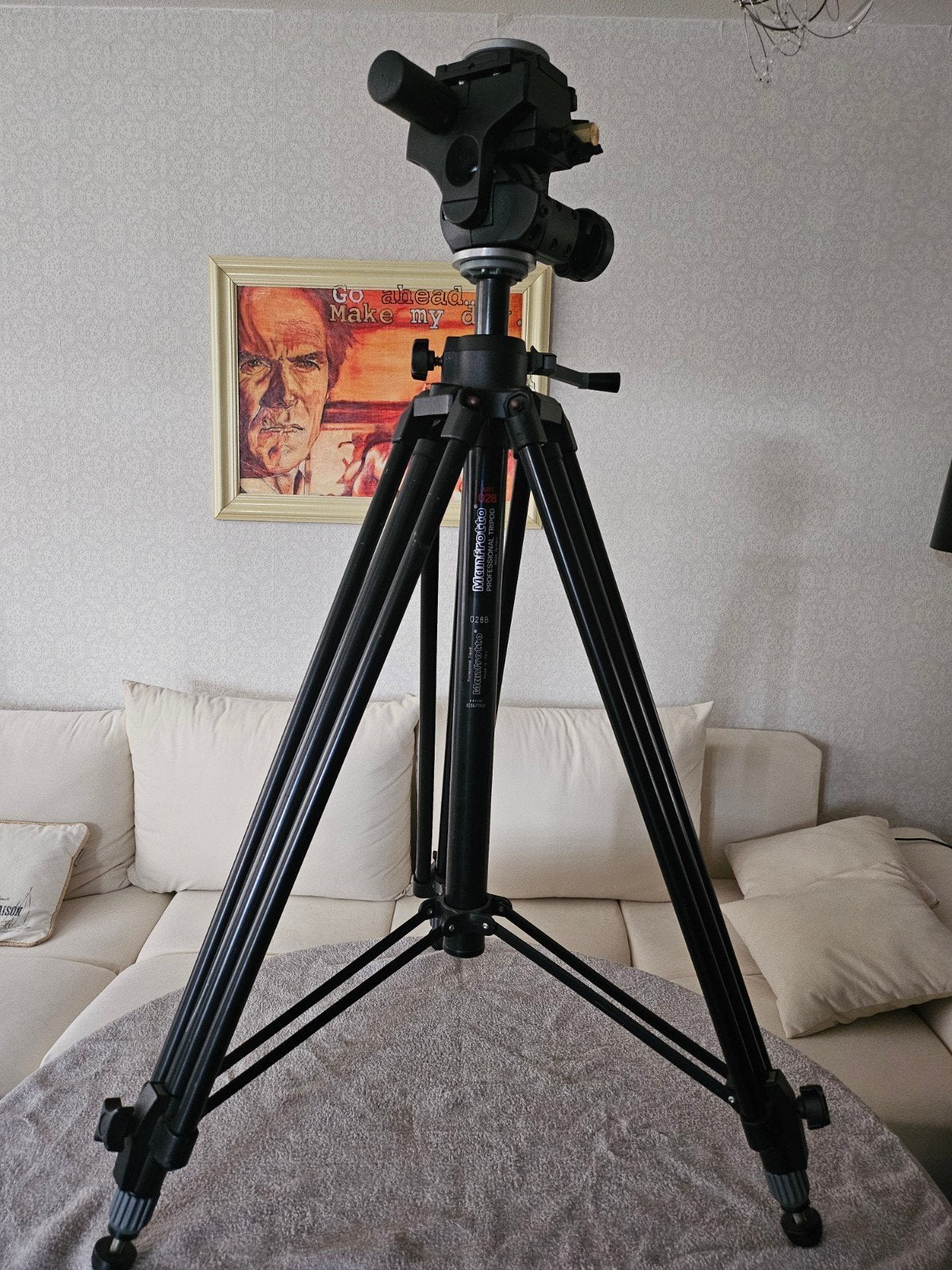 Manfrotto #400 statiefkop op Manfrotto 028B triman statief, Ophalen, 175 cm of meer, Driepoot