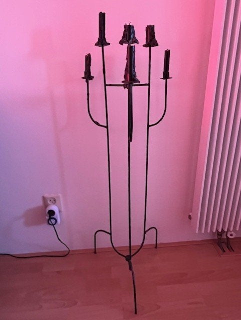 Kaarsenstandaard gothic zwart met kaarsen 1 x 0,40 m, Gebruikt, Metaal, Kandelaar, Ophalen