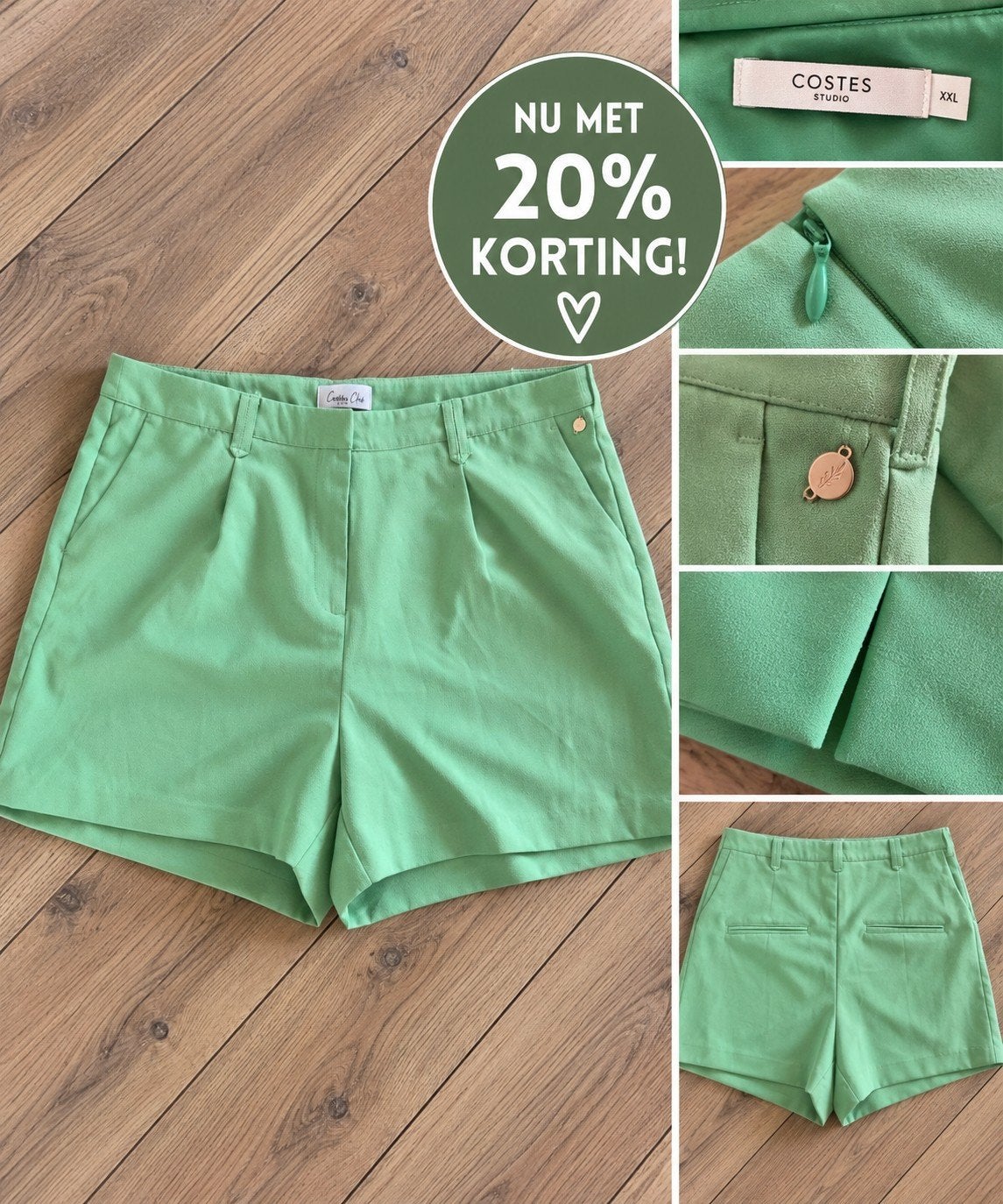Groene Cotton Club short korte broek XXL met stretch, Kort, Maat 46/48 (XL) of groter, Ophalen of Verzenden, Zo goed als nieuw