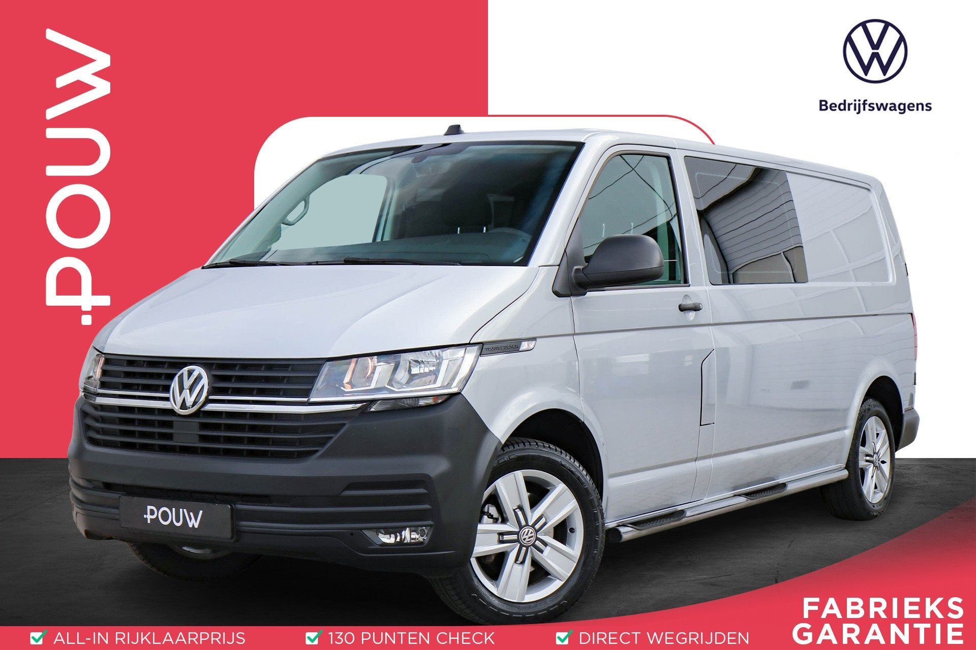 Volkswagen Transporter 2.0 TDI 110pk L2H1 DC 28 Comfortline, Voorwielaandrijving, 12 maanden, Stof, Gebruikt