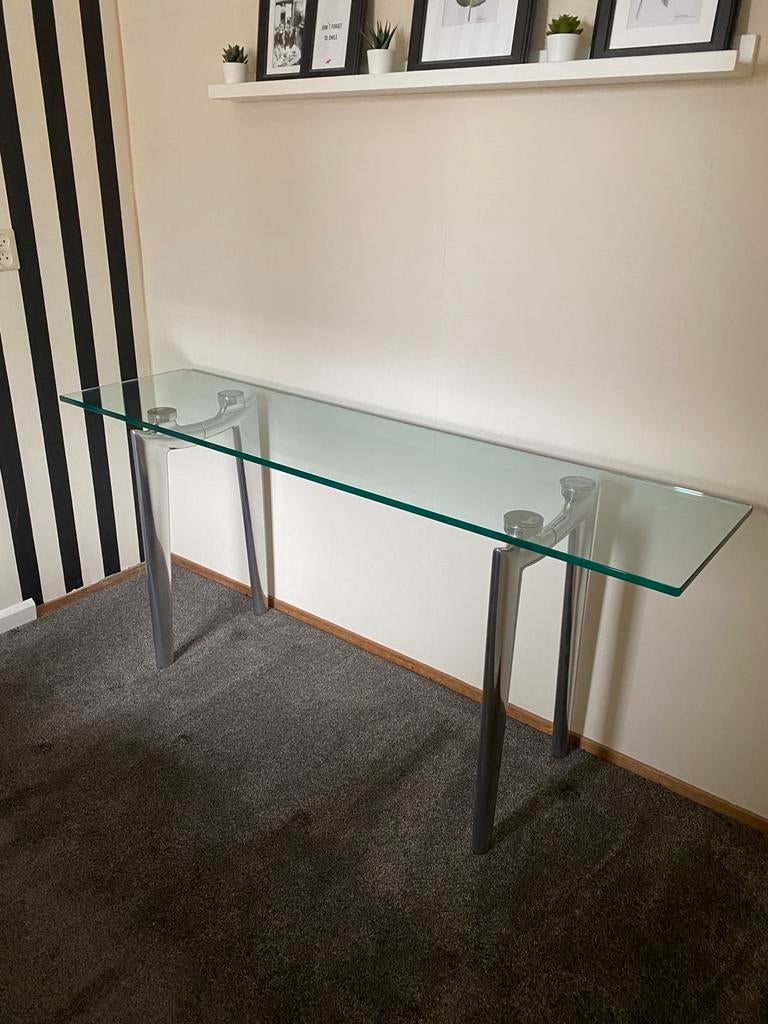 Leolux farandole sidetable, Ophalen, 100 tot 150 cm, Glas, Zo goed als nieuw