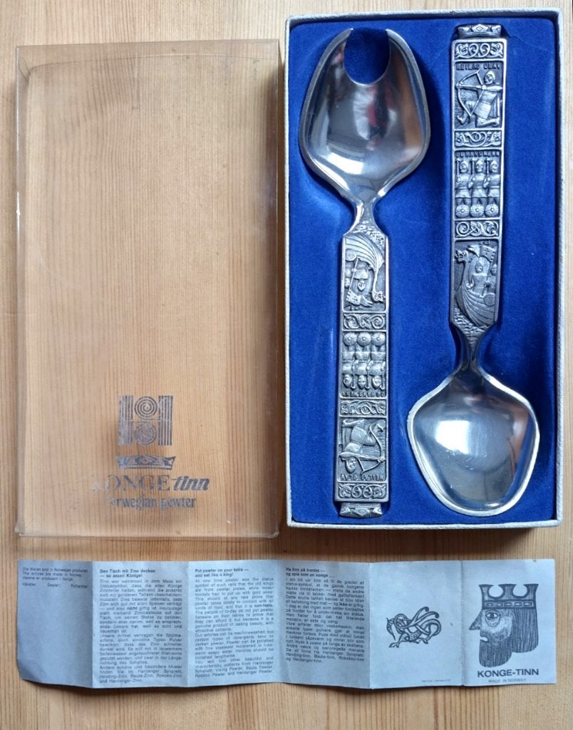 Vintage Konge Tinn Noors saladeset nr. 350 in orginele doos, Ophalen of Verzenden