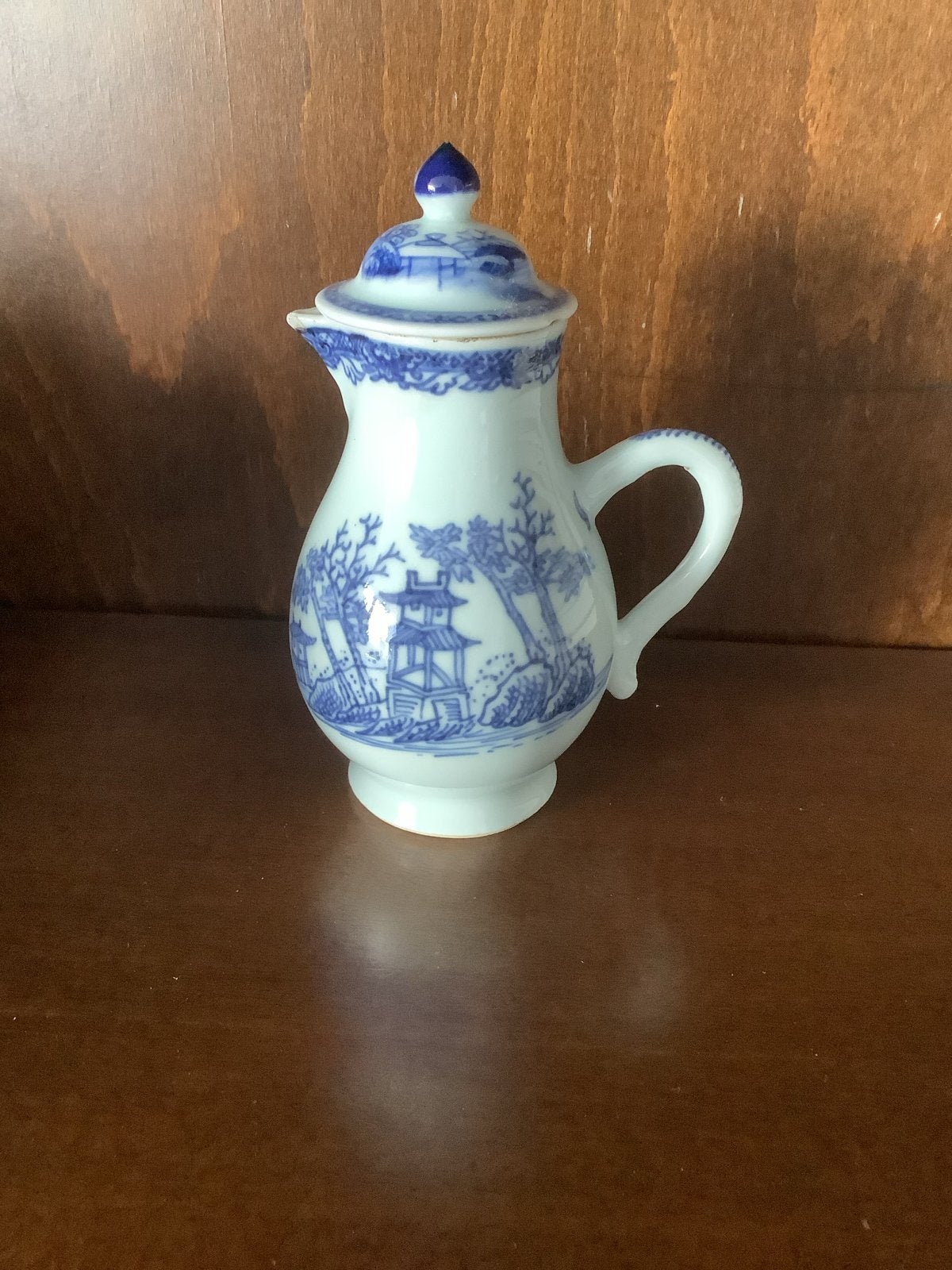 Antieke Delfts Blauwe Melkkan met Deksel - Chinees Decor, Ophalen of Verzenden