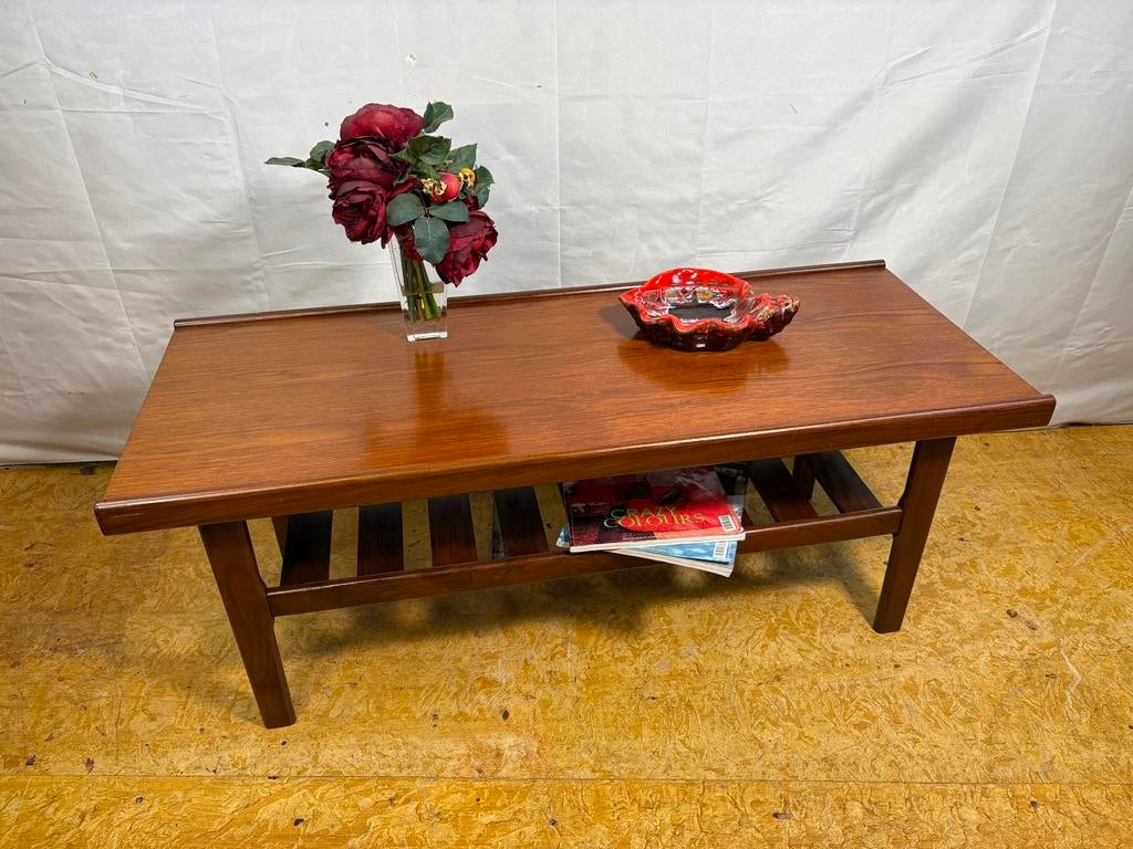 Gratis bezorging!RetroVintage teak salontafel midcentury1960, Huis en Inrichting, Tafels | Salontafels, Minder dan 50 cm, Gebruikt