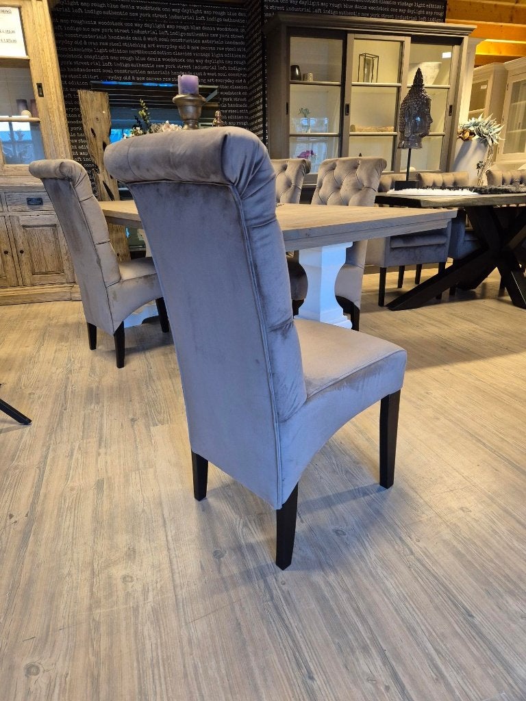 *VOORRAAD* 4 Landelijke Eetkamerstoel Bellagio Stof Taupe (5, Huis en Inrichting, Landelijke eetkamerstoel Bellagio Knoopjes Gratis Bezorging