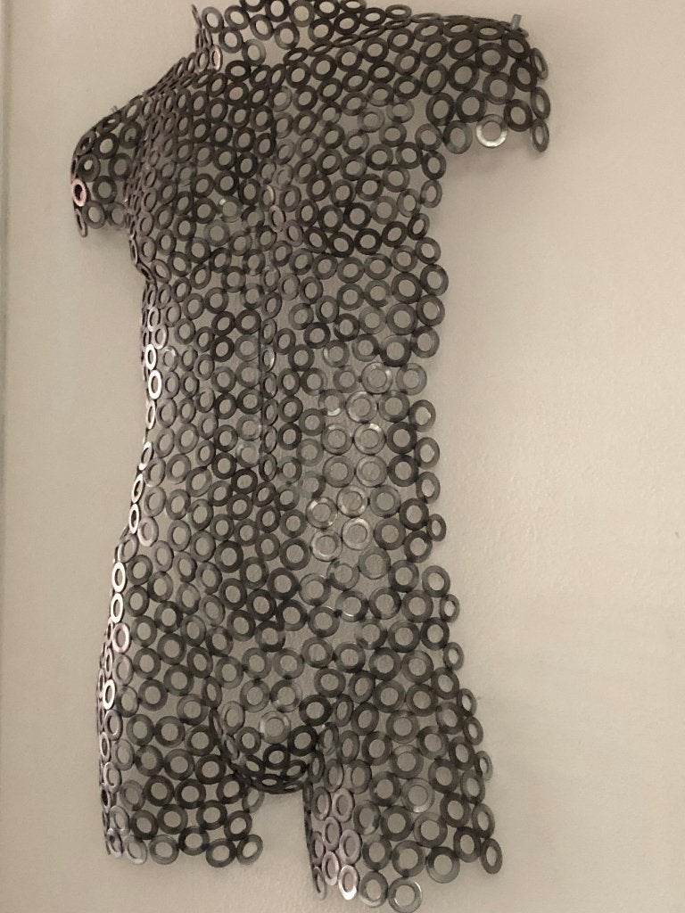 metalen torso teab, Handgemaakt, Wanddecoratie, Metaal, Modern