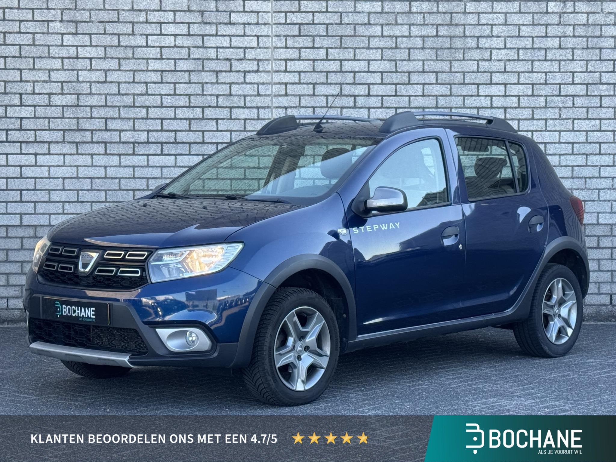 Dacia Sandero 0.9 TCe Bi-Fuel Tech Road | Trekhaak | Achteru, Auto's, 898 cc, Stof, 580 kg, Blauw