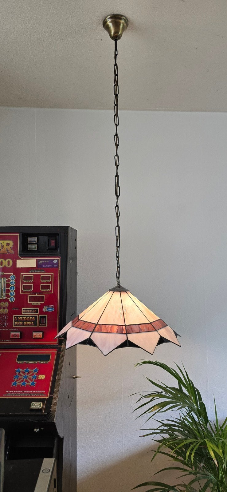 Tiffany hanglamp met gekleurd glas ( ophalen ), Ophalen, Zo goed als nieuw, Tiffany, Minder dan 50 cm