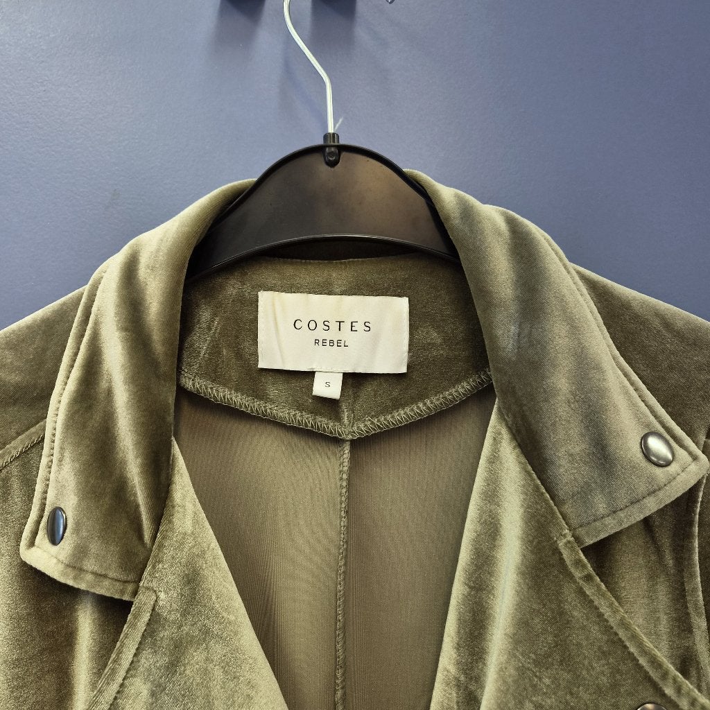COSTES Rebel velvet biker jacket – groen – maat S nr 52185, Costes, Onbekend, Ophalen of Verzenden, Zo goed als nieuw