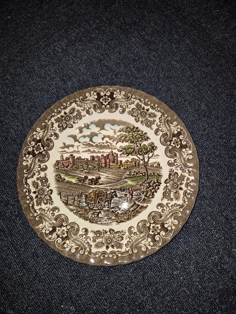 8 engels bruin olde country castles plat 25,5 cm borden, Ophalen of Verzenden