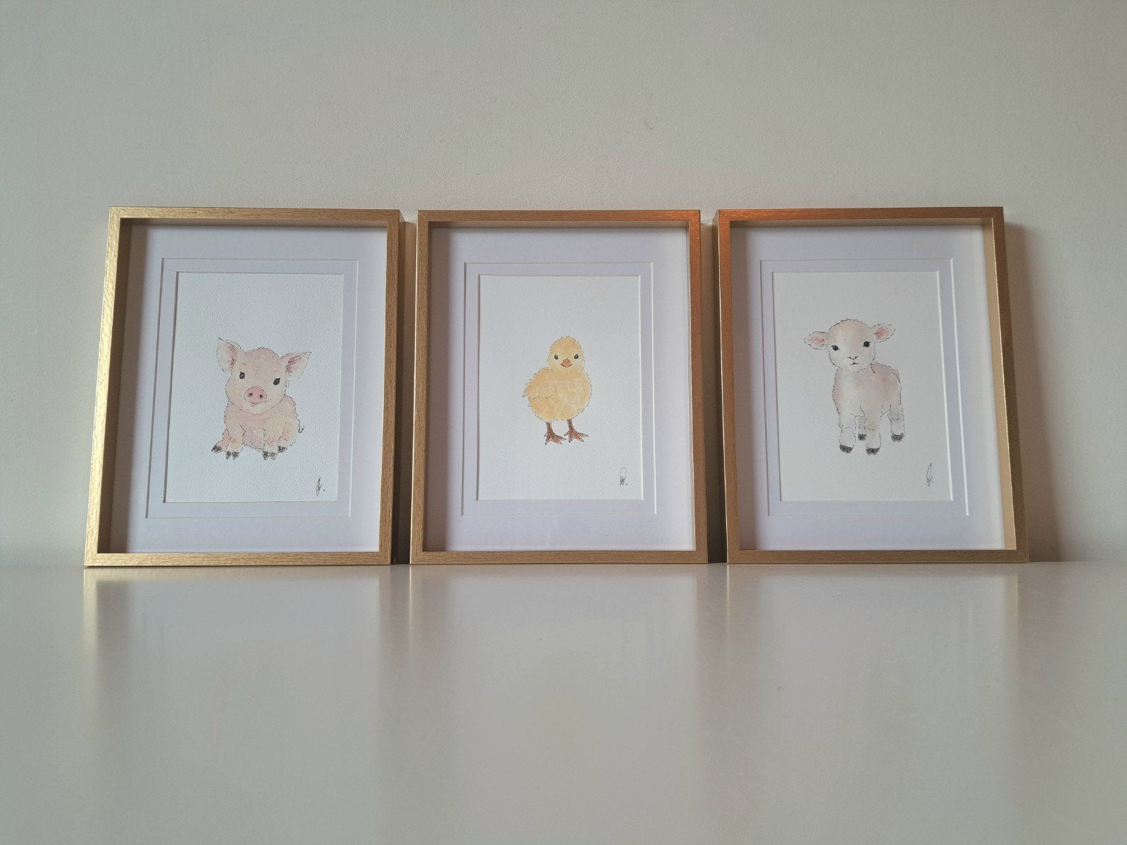 Babykamer aquarel schilderijen origineel baby dieren, Ophalen of Verzenden, Nieuw