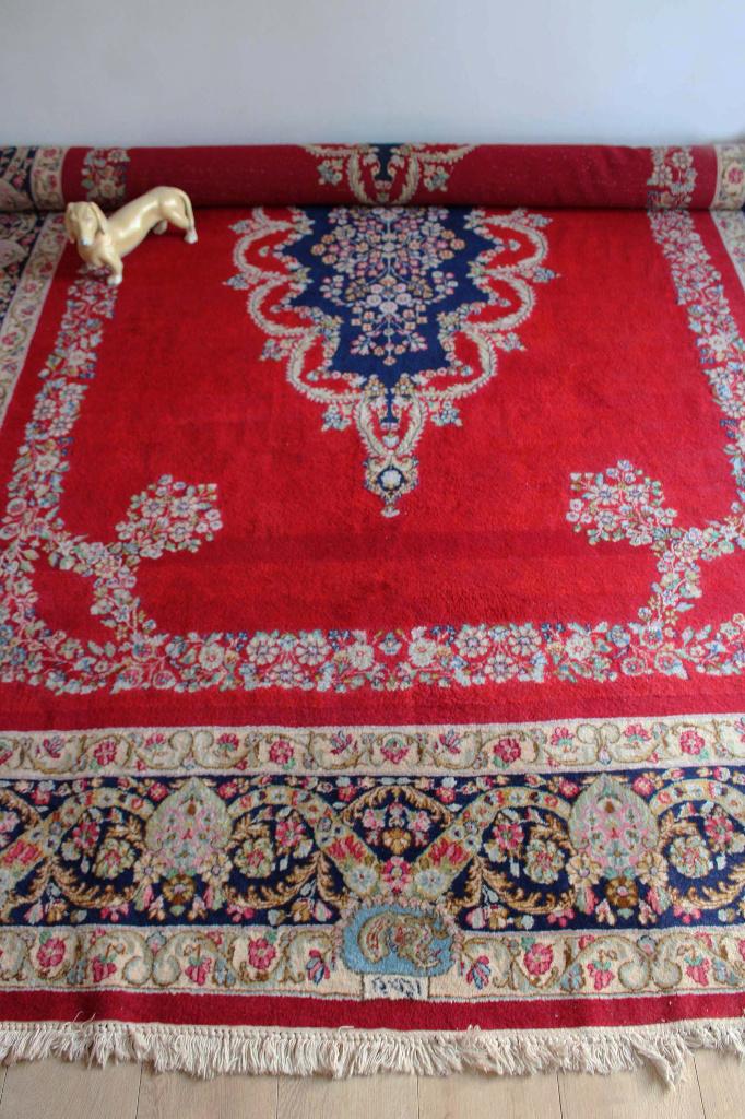 Vintage Kerman rozen kleed. Groot Oosters tapijt, bloemen., Ophalen, O, Oosters, vintage, eclectisch, perzisch, bloemen, O