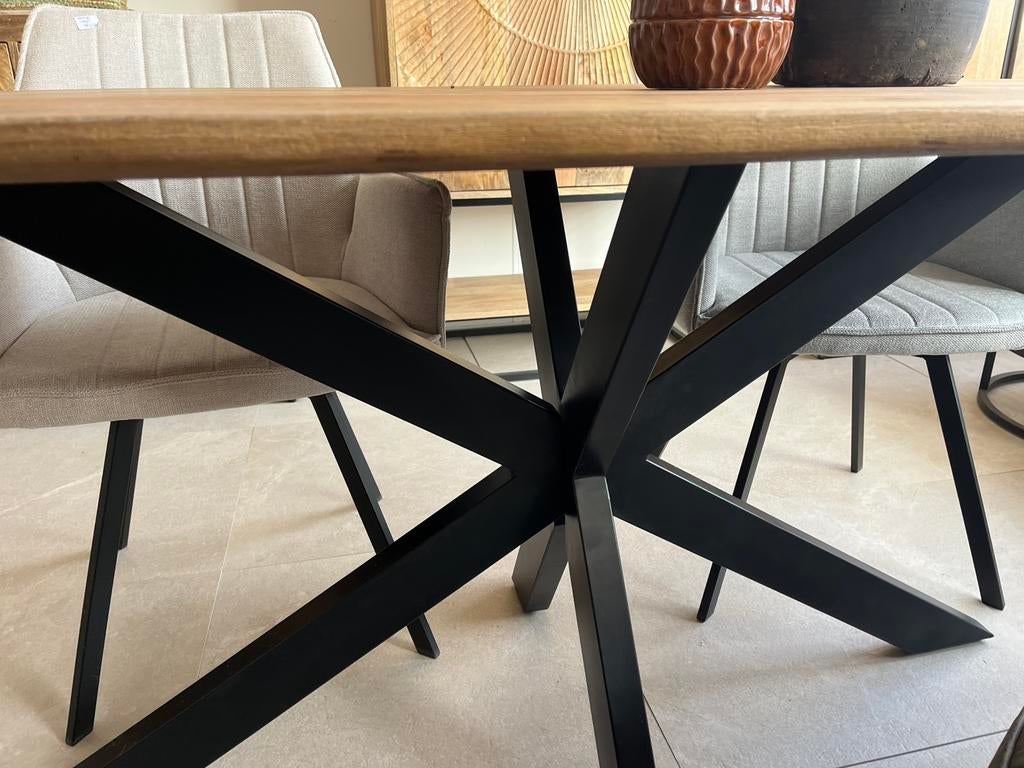 Magazijn leegverkoop eettafel deens ovaal mangohout matrix, Huis en Inrichting, Woonaccessoires | Overige, Hout, Nieuw, Ophalen of Verzenden